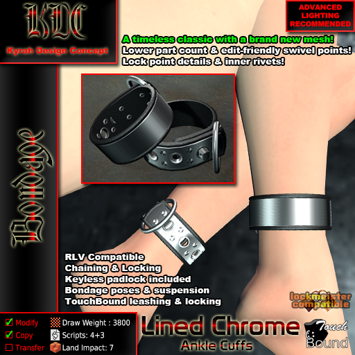Lined chrome ankle cuffs - updated picture