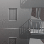 Plattenbau and handcuffs - façade with window and balcony