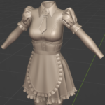 Maid dress - apron v1 clay render